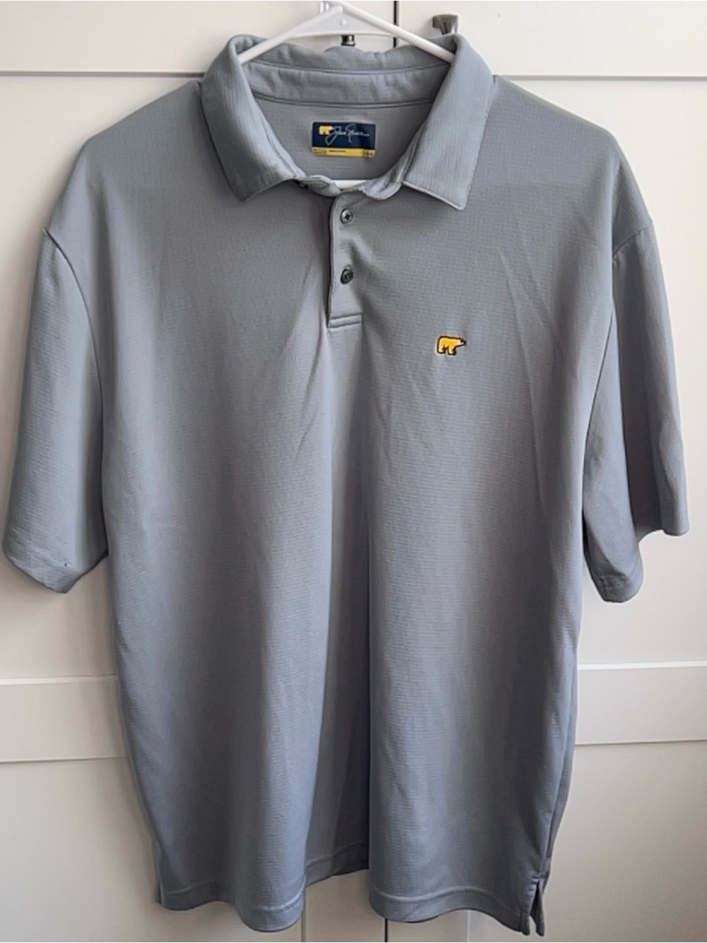 Jack Nicklaus Men's Light Gray Polo with Yellow Bear Patch